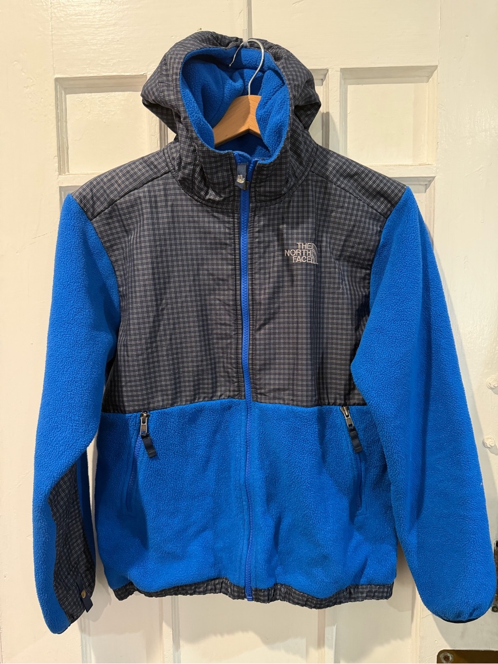 The North Face Bright Blue Fleece Jacket with Gray Trim